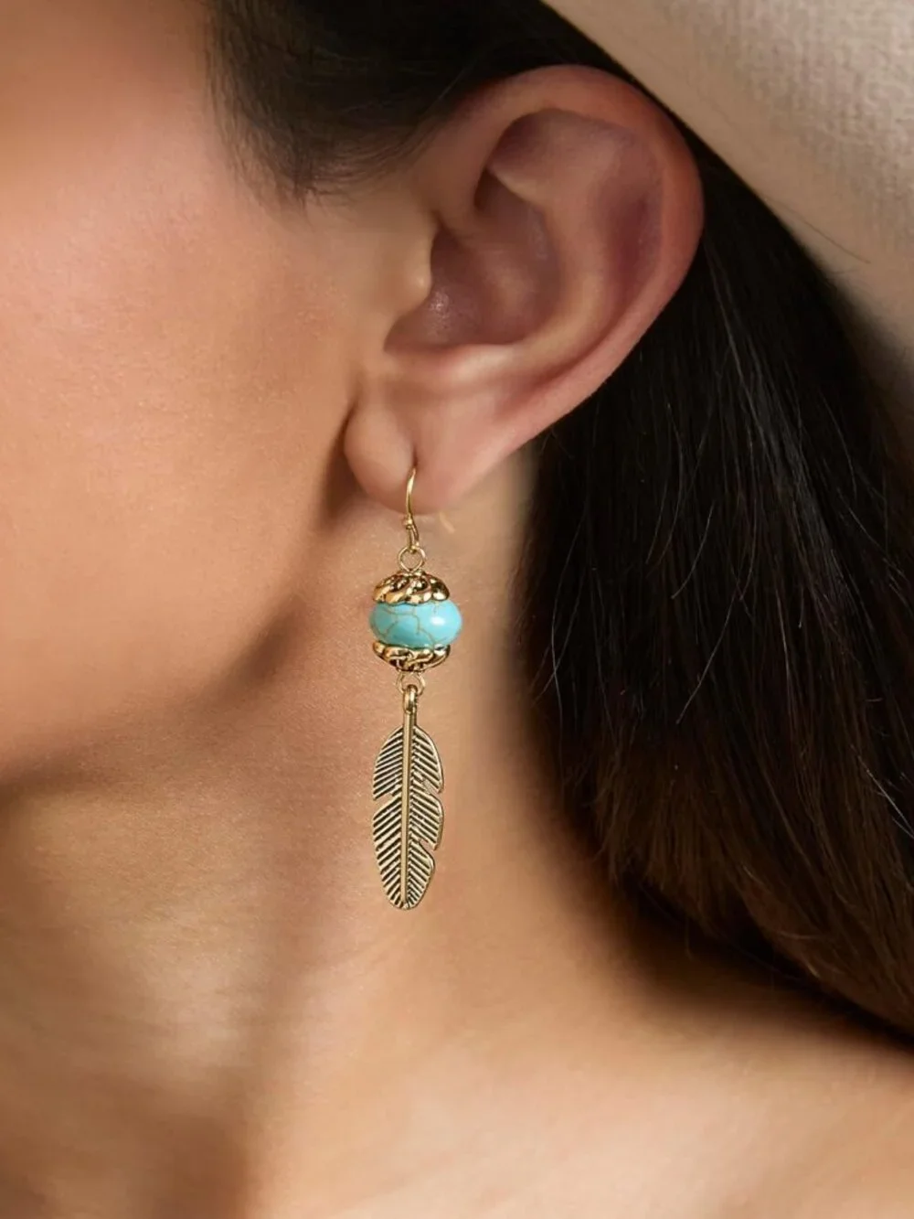 Turquoise Dangle Earrings for Women, Oxidized Gold & Silver Western Jewelry